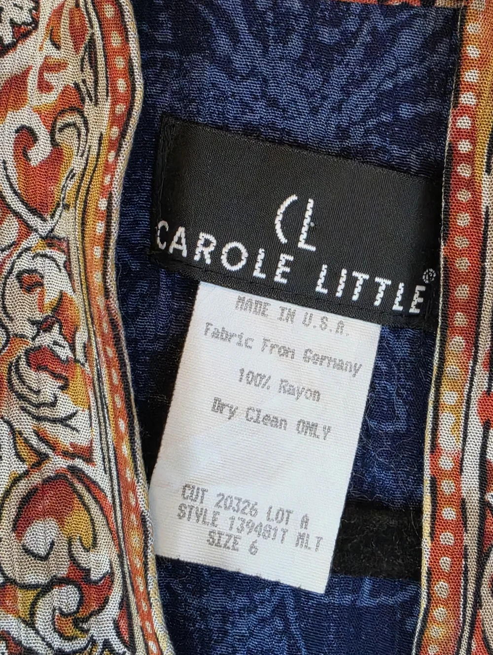 Vintage Carole Little Blue Boho Soutache Kimono Wrap Jacket, Size 6